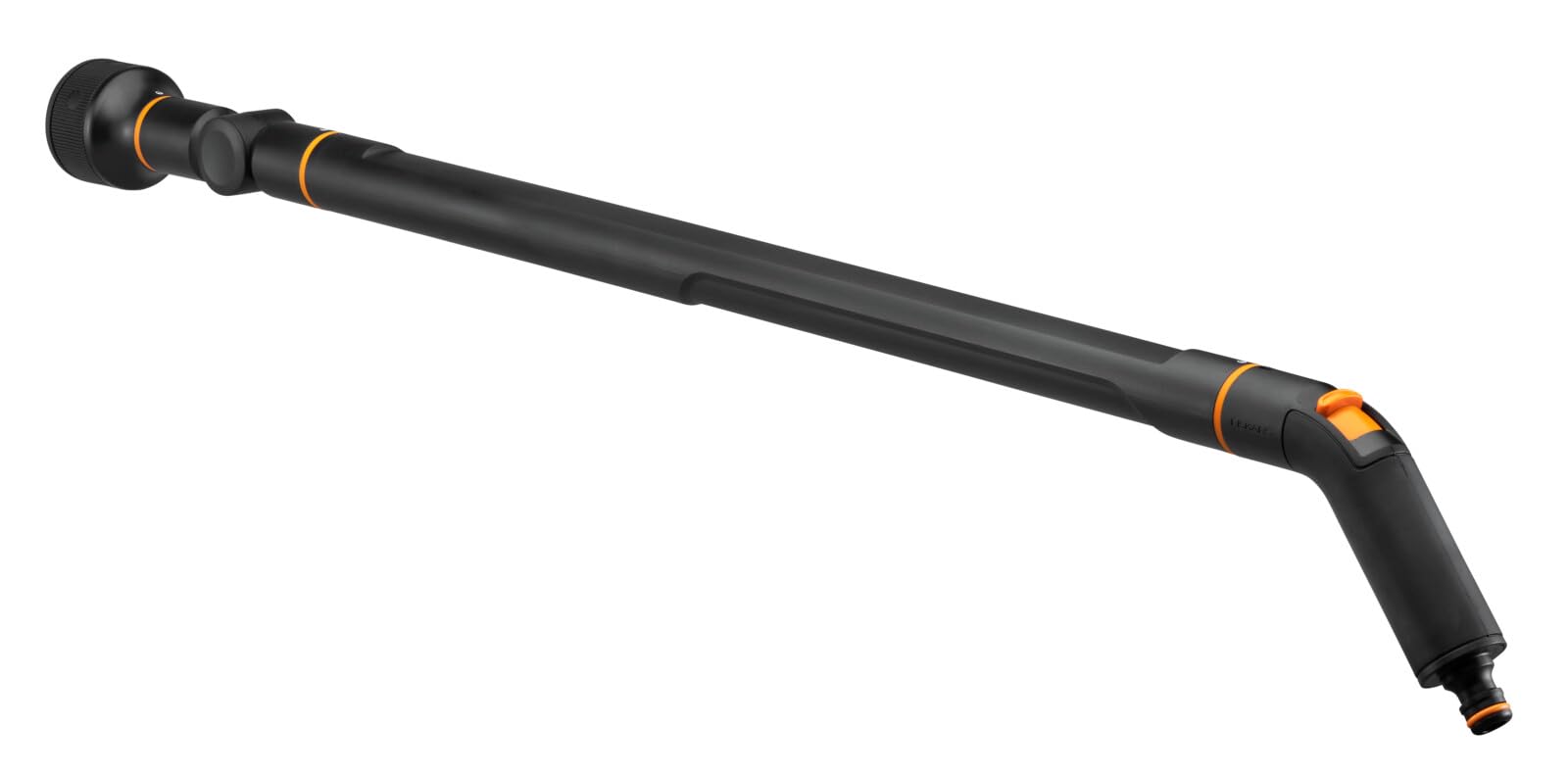 Fiskars Pistola con Prolunga 3 Funzioni, Testina Rotante SoftGrip, Controllo del Flusso, Misura Universale, Altezza: 74 cm, 442 g, Nero/Arancione, 1052186 | Controllo del Flusso, Misura Universale, Altezza: 74 cm, 442 g, Nero/Arancione, 1052186