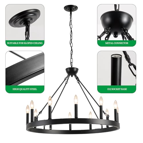 Vbkk VB669 Wagon Wheel Chandelier 32 Inch 12-Light thumb #1