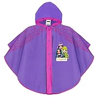 PERLETTI Rainbow High Rain Cape for Children Girls 3/6 Years - Lilac Fuchsia Waterproof Poncho with Hood and Press Studs - EVA Coat with Colourful Inscriptions for Girls