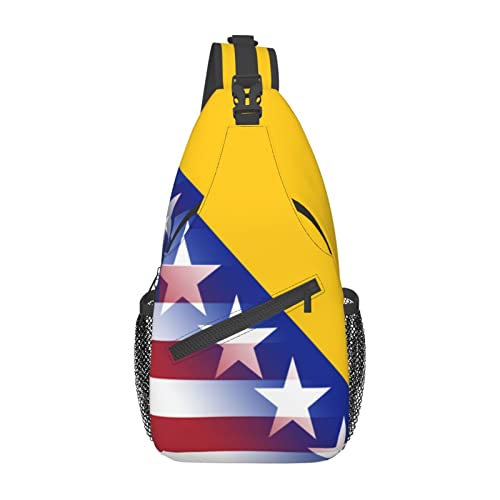 Mochila de bandolera unisex con bandera Americana y Bosnia miniatura 2