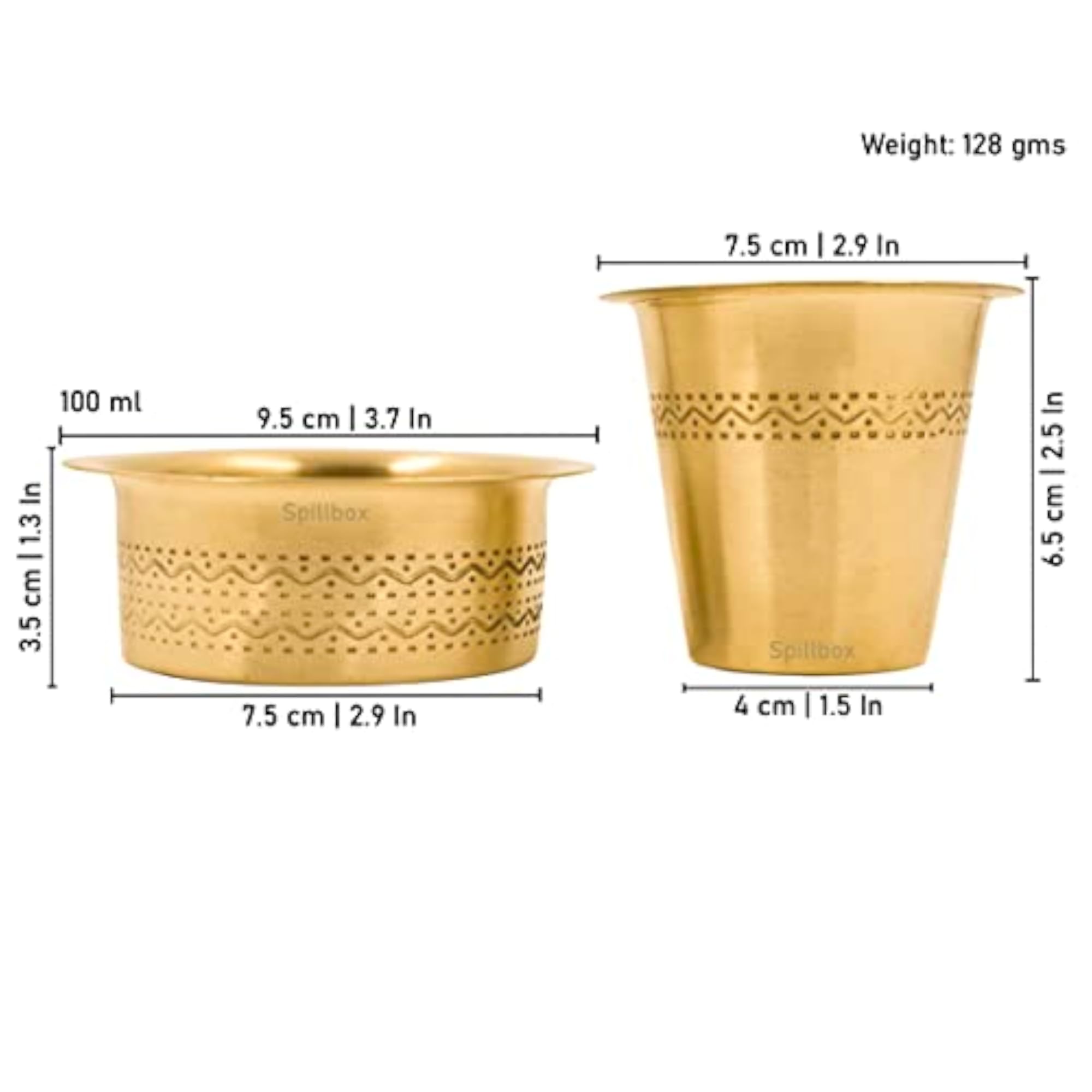 Kumbakonam Engraved Coffee Dabara Set, 6 pcs