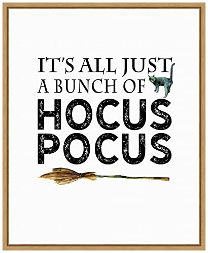 Amanti Art Framed Canvas Wall Art 20x16 Just a Bunch of Hocus Pocus Broom Portfolio, Framed Wall Art Canvas, Animals Artwork, Modern Decor, Small Poster Painting for Living Room,
