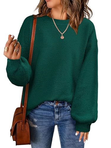 NIeyook Women's Fashion Sweater Long Sleeve Casual Heathered Knit Top Winter Clothes Green Oversized...
