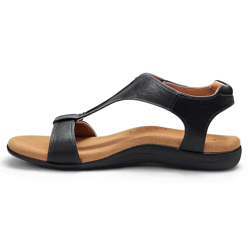 Image of PARTY Women's Open Toe Sandals Arch Support and Adjustable Straps Comfortable Sandals for Walking,BLACK,6,O1