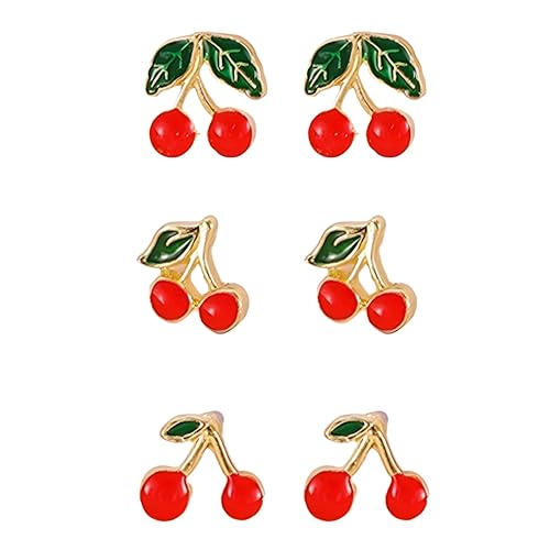 ONLYJUMP 3 Pairs Sweet Fruit Stud Earring Set for Women