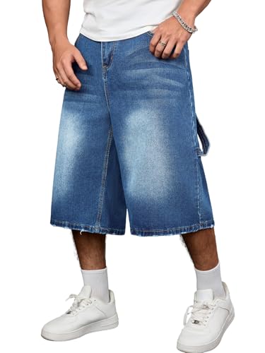 DISLANBO Men's Baggy Jeans Shorts Wide Leg Loose Fit Y2K