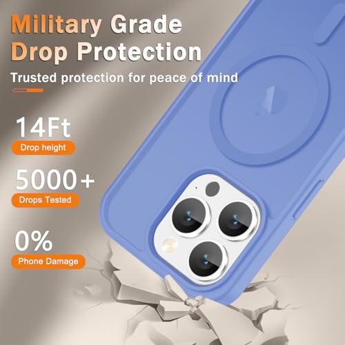 Image of YENAPOON for iPhone 15 Pro Case, Matte Magnetic Phone Cover [with 1 Screen Protector] [Support for MagSafe] [Shockproof Military Grade Protection] Translucent Frosted Back, Purple