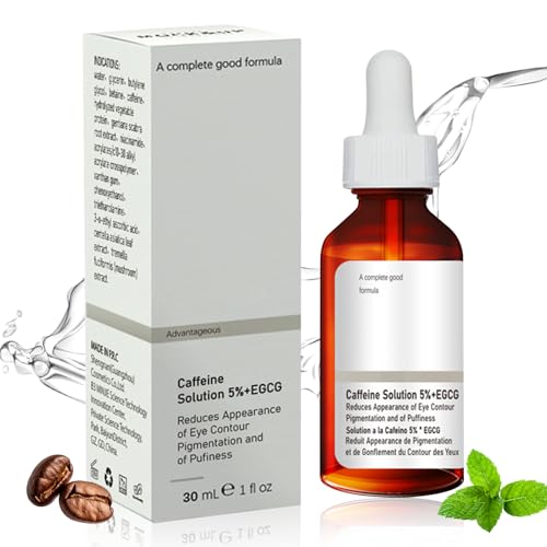 Serum Contorno Ojos, Contorno de Ojos Cafeina, Caffeine Eye Serum, Cafeina Ojos 5% + Egcg, Antiojeras, Reafirmante de la Piel, Hidratante y Suavizante, 30ml