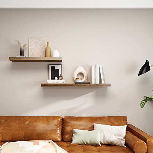 Image of WELLAND 12 inch Deep Wall Shelves, Floating Wall Shelf Large Floating Shelves, 47.24 inch L x 11.81 inch D x 2 inch T, Deeper Than Others, Retro