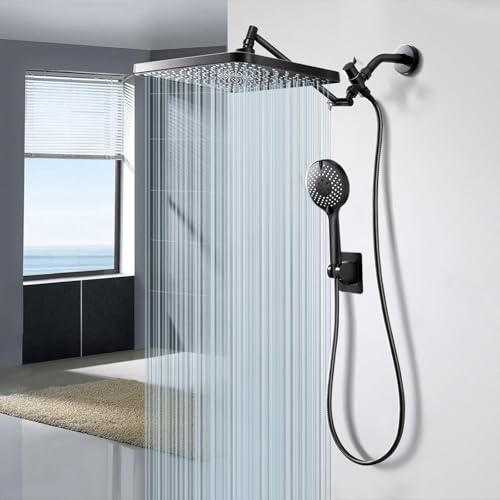 Image of Starry Sky 12.2 inch Rain Shower Head with Handheld Spray Combo, High Pressure Rainfall Shower Head, Height Adjustable Dual Shower Head, Luxury Waterfall Showerhead Bathroom | Air-in Tech