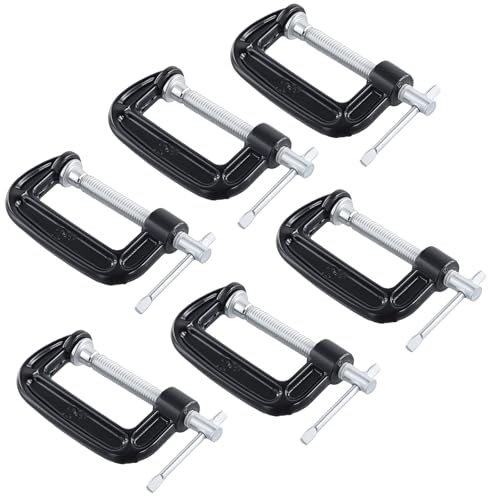 Image of KOHAND 6 Pack 2 Inch G Clamp Set, Small Black Cast Iron C Clamp for Woodworking and Metalwork