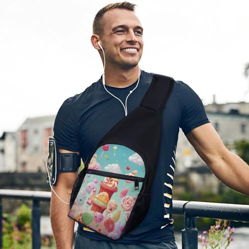 Mochila deportiva tipo sling Candy Happy para senderismo miniatura 3