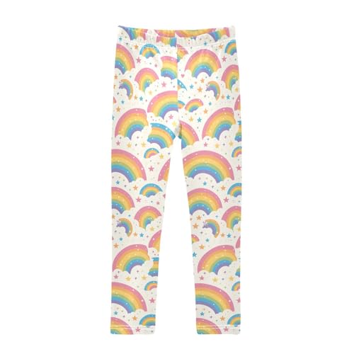 KLL Glitter Rainbow Pride Little Girls Cotton Leggings Stretchy Full Length Workout Pants Running