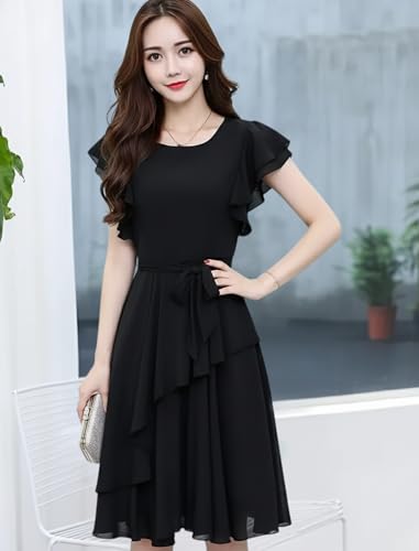 Image of GG Fashion Women's Fit and Double Flare Knee Length Dress