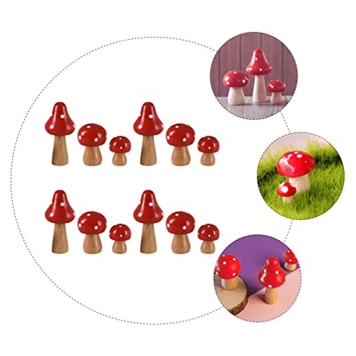 Zerodeko 12 peças brinquedo cogumelo de madeira mini cogumelos decoração miniaturas de cogumelo esta