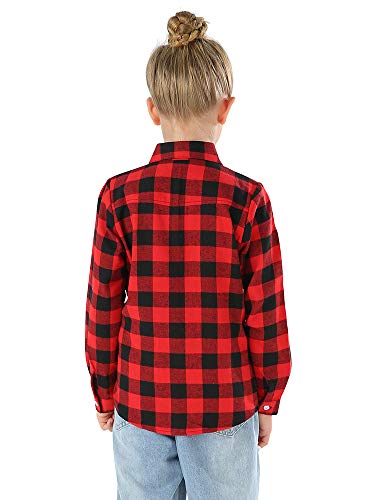 Phorecys Girls' Plaid Flannel Shirt Long Sleeve Button Down Buffalo Checkered Shirt 2T-10 Years4
