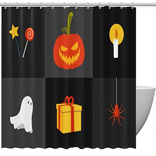 Rideau de douche Halloween citrouille haute qualité texturée de 182 cm - 2