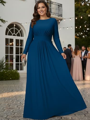 Image of KOH KOH Womens Long Sleeve Flowy Modest Elegant Evening Maxi Dress Gown