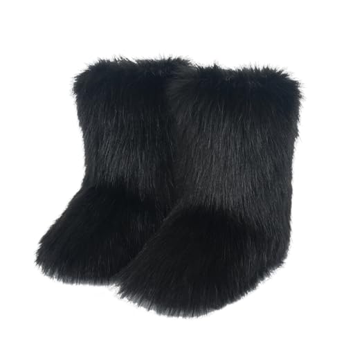 VERYNILO Women'S Faux Fur Boots Winter Furry Fluffy Short Snow Boots