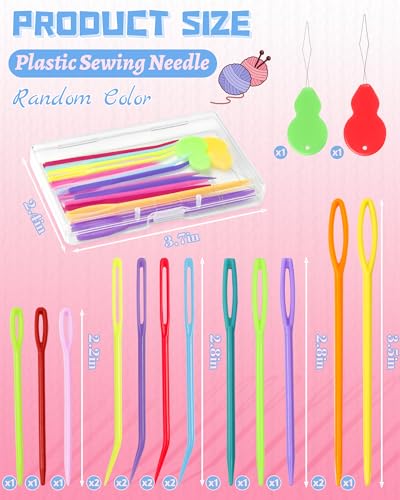 Image of FIVEIZERO 19 Pcs Yarn Needles Set, Assorted Yarn Needles Bent Tapestry Needle Weaving Needle Darning Needles Plastic Needles Large Eye Blunt Knitting Needles for Sewing Crochet