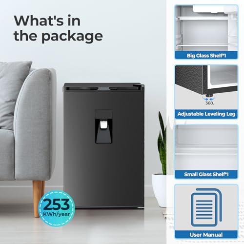 Image of Electactic Compact Refrigerator 4.4 cu.ft mini fridge with Water Dispenser, Single Door Refrigerator with Adjustable Temperature Settings, Low noise, for Bedroom, Office, Dorm Black