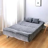 INMOZATA Linen Sofa Bed 3 Seater Sofa 188cm Bed Settee Click Clack Sofabed Convertible Sofa Couch with Chrome Legs and Two Pillows Support Leg for Living Room/Guest Room/Office (Grey) - Image 4