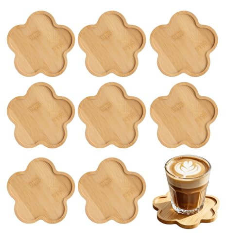 Lot de 8 sous-Verres Bambou Mosaïque – Mosaik Untersetzer Bastelset avec Chiffon en Coton, Protection Table & Chaleur, Dessin Fleur, Idéal DIY et Cadeau