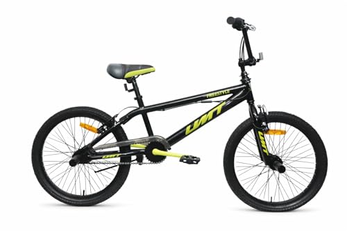 DEPORBIKES Bicicleta BMX 20 Pulgadas | BMX Freestyle + Rotor 360° + 4 Hubs + Frenos V Break | Diseño Resistente y Original (Negro Amarillo)