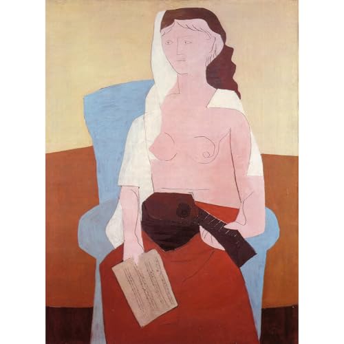Impression d'art Femme avec une mandoline toile 101x127 cm ARTICULOZY