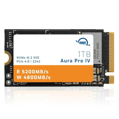 OWC 4.0TB Aura Pro IV, PCIe 4.0 NVMe M.2 2242 ソリッドステートドライブ。