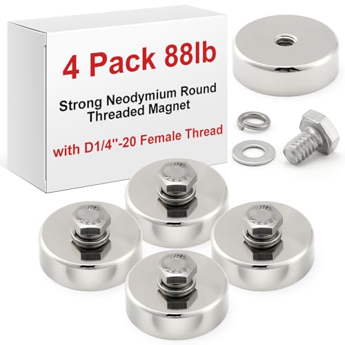MorningRo 4-Pack Neodymium Round Threaded Magnet 88lb
