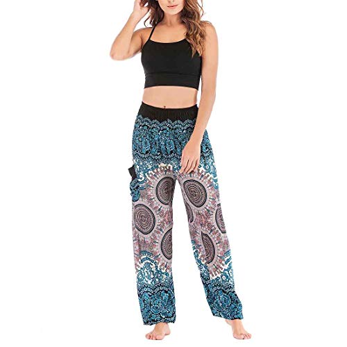 Inlefen Calças Femininas Slips Calças Yoga Estampado Solto Lanterna Cintura Alta Calças Yoga