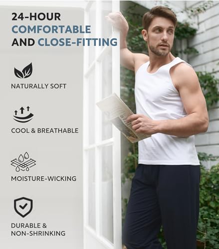 DAVID ARCHY Men's Undershirts Combed Cotton Tank Tops Soft Moisture-Wicking Shirt Breathable A-Shirt for Men 3 Pack3
