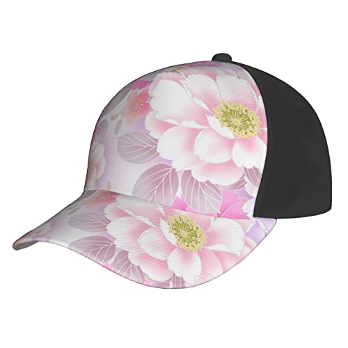 Casquette de baseball rose brodée fleur pour homme et femme ajustable