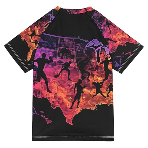 Boys Swing Shirts America Rugby Sport Black Rashguard Short Sleeve Kids T-Shirts Sun UPF 50+2