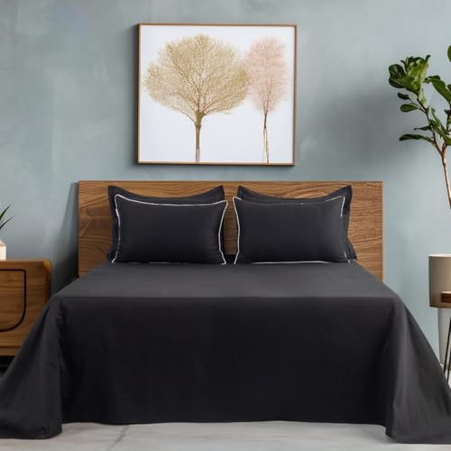 100% Pure Cotton Sateen Bedsheet Set 300 TC with Pillow Covers | ...