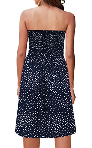 Image of Zyyfly Tube Top Dress Women Summer Beach Coverup Stretch Smocked Strapless Dress