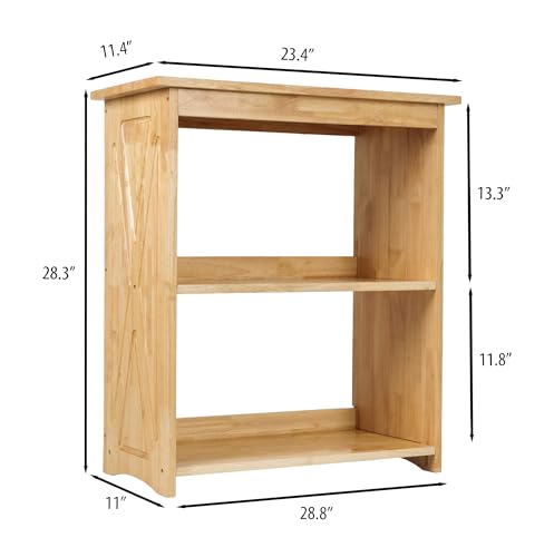 Image of Rustic Bedside Table with Storage Shelf, Wood End Table for Bedroom & Living Room, Narrow Farmhouse Side Table, Modern Nightstand for Bedroom, Living Room and Office (Natural)