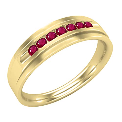 Dazzlingrock Collection Mens Comfort Fit Anniversary Wedding Band, Available in Various Round Diamonds, Gemstones & Metal in 10K/14K/18K Solid Gold & 925 Sterling Silver