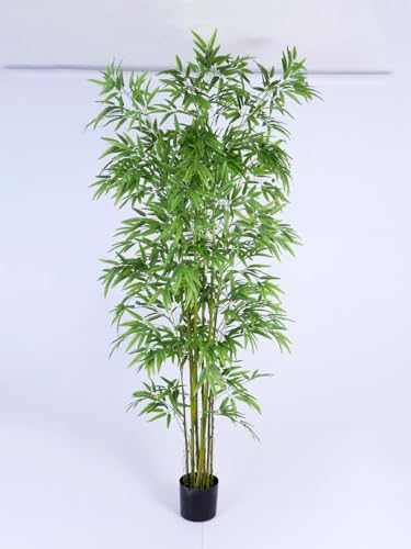 Image of ARICK DECOR 7Ft Artificial Bamboo Tree in Pot, 7ft Realistic Faux Bamboo Silk Plant with Natural Look Canes, Peacock Shaped Extra Large Floor Decor for Home, Office & Balcony