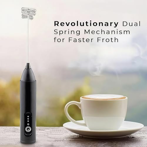 Image of Electric Milk Frother Handheld Coffee Whisk with One Touch Operation - USB Rechargeable Frother for Milk, Coffee, Cappuccino, Latte, Hot Chocolate, Protein Shakes and Foam Beverages