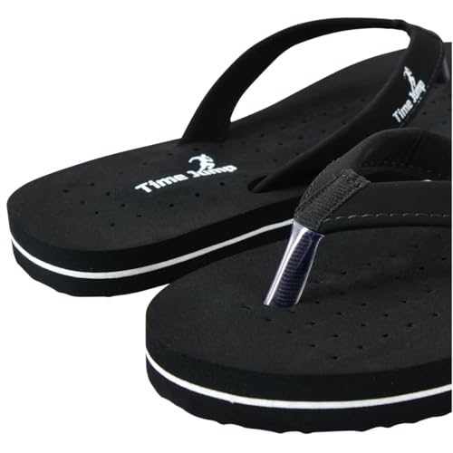 Image of Perforated Flip Flops, Burgundy with Black Straps, Casual Beach Sandals