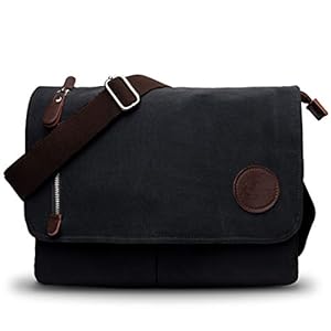 CHEREEKI Schoudertas Heren, Canvas Messenger Bag met Veel Zakken, Rits en Brede Band, Canvas Tas voor Werk, School, Reizen en Dagelijks Gebruik (Geschikt voor 13,3-inches Laptop)