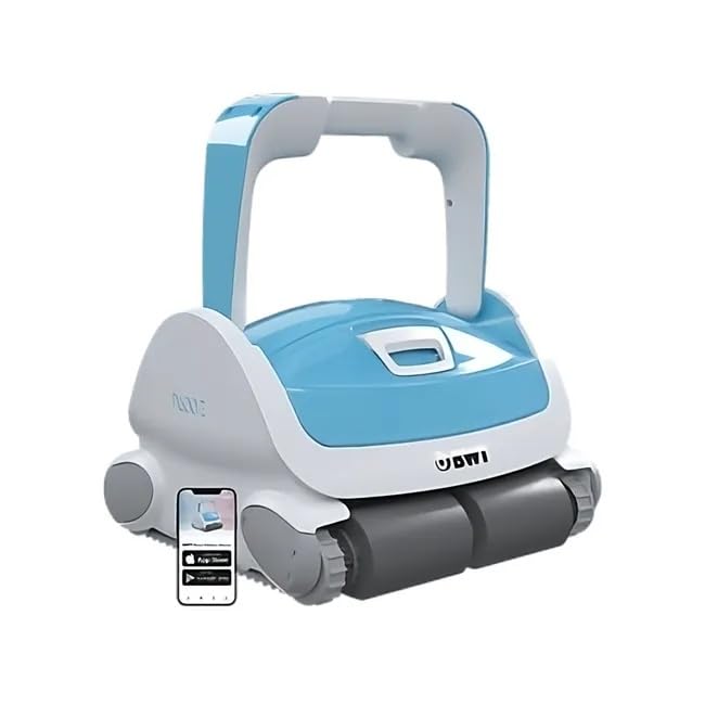 AQUABOT Robot Limpiafondos Piscina BWT P600 App – Automático, 4D Filtro, Navegación Inteligente, Control App, Paredes, Fondo y Línea Agua, Piscinas hasta 15 m, con Trolley