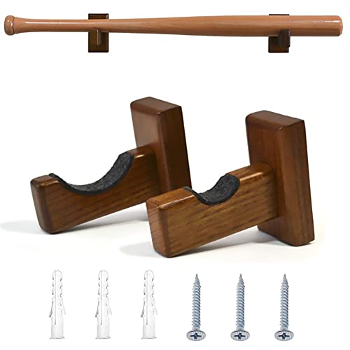 Shiwaki - Shiwaki Support de Batte de Baseball, étagère en Bois Marron, Présentoir de Batte de Baseball Suspendu, Massif Fait à la Main, Base-Ball Support Mural pour avec Doublure en Feutre