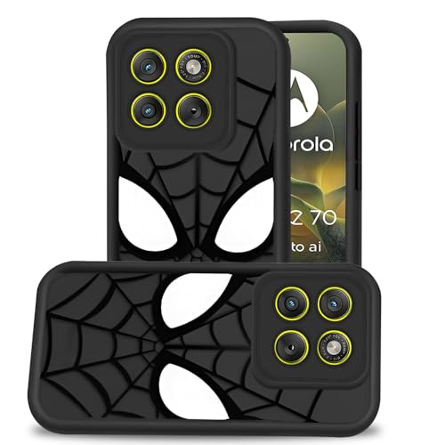 Image of AESTMO Back Case Cover for Moto Edge 70 5G Cover | Spidey Face Mask Design | Silicone Case | Full Body Protection | Camera Protection Back Cover for Moto Edge 70 5G (Black)