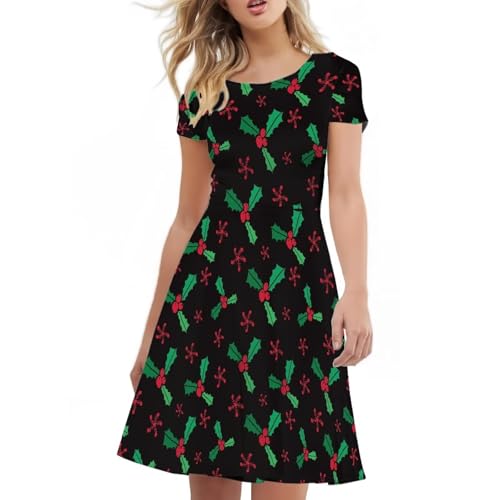 Image of Irisjudy T Shirt Dress for Women Short Sleeve Girls Short Sleeve Dress Plus Size, O Neck Knee Length Midi Dress for Ladies