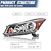 Pair of Headlights Assembly Compatible with 2008 2009 2010 2011 2012 Honda Accord Black Housing Clear Halogen Headlamps Driver and Passenger Side
