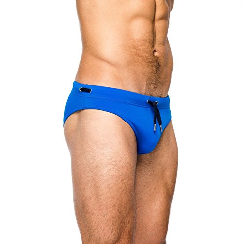 Men's Sport Swimming Briefs Man Swimwear Low-Rise Push-up Sponge pad Swim Shorts (US M/Asia Tag L, Blue)2