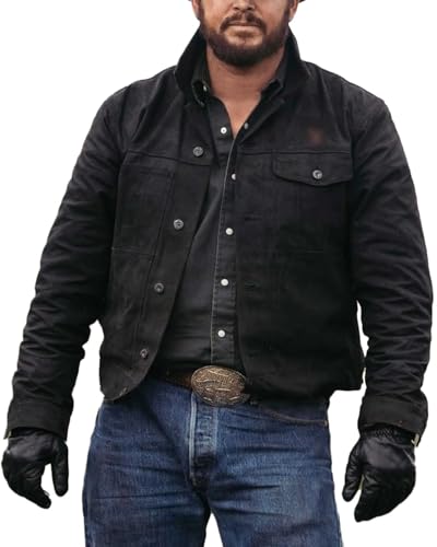 Men’s Cole Hauser TV Series Rip Stone Wheeler Rench Style Stylish Black Cowboy Jacket